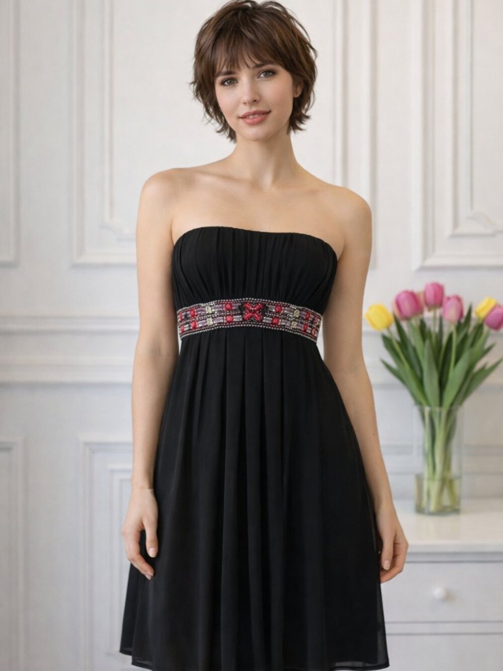 NWT WHBM Beaded Strapless Mini Dress